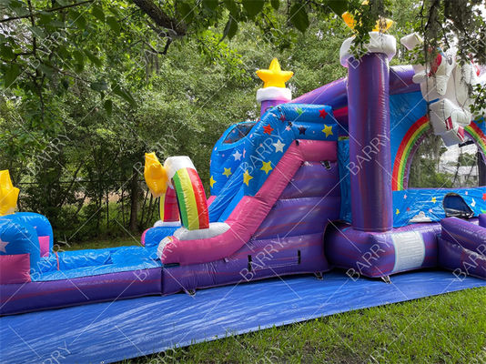 Kommerzielle aufblasbare Wasserrutsche Combo Bouncer Einhorn Jumper Springende Mond Bouncy Schlösser Bounce House