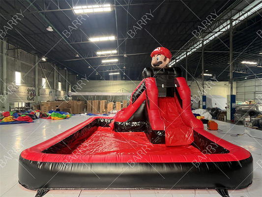 Commercial Super Mario Bros Theme Inflatable Water Slide With Pool For Sale Or Party Rental On Sale