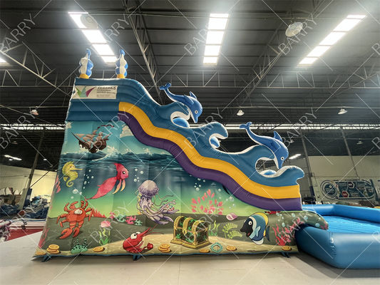 Indoor Outdoor Use Blue Shark Doppelspurige Aufblasbare Wasserrutsche für Einkaufszentrum Kinder