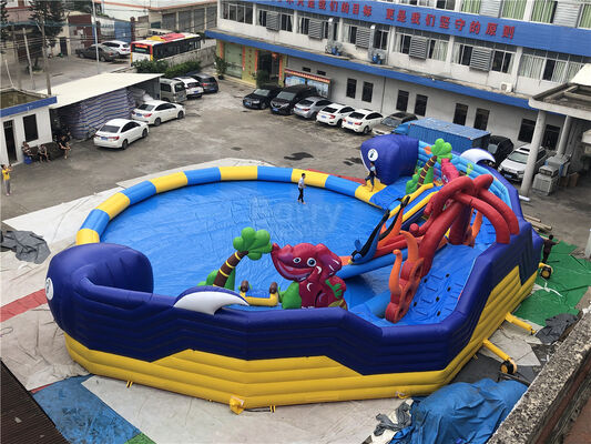 kundengebundener riesiger Krakenwasserpark, dolohin tierischer aufblasbarer Wasserpark mit großem Pool spielt