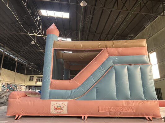 Rosa und Blau Prinzessinnen-Pastellschloss aufblasbare Hüpfburg mit Rutsche