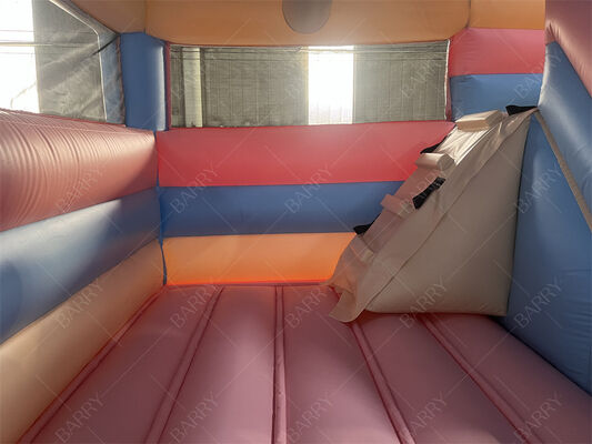 Rosa und Blau Prinzessinnen-Pastellschloss aufblasbare Hüpfburg mit Rutsche