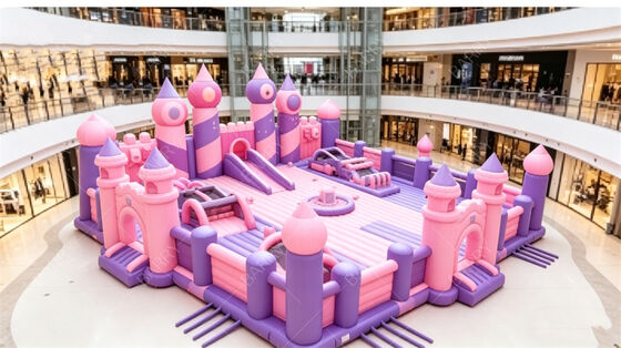 Riesige Pastell Prinzessin Schloss Aufblasfläche Spielplatz Multitasking-Sprunghaus mit Rutschen und Hindernissen kommerzielles PVC für Einkaufszentren und Themenveranstaltungen