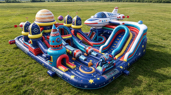 Aufblasbare Spaßstadt mit Galaxie-Thema | Space Shuttle & Planet Bounce Park mit Rutschen und Hindernissen | Kommerzielles PVC für Vermietungsunternehmen und Mall-Aktivierungen