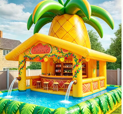 Riesige Ananas aufblasbare schwimmende Poolbar mit Wassersprühgeräten