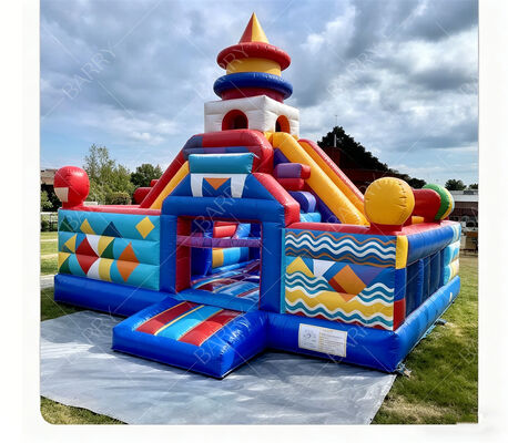 Geometrischer Karneval aufblasbares Sprungschloss mit Doppelslide