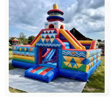 Geometrischer Karneval aufblasbares Sprungschloss mit Doppelslide