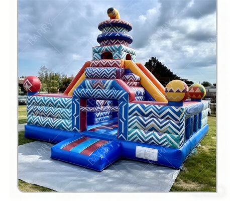 Geometrischer Karneval aufblasbares Sprungschloss mit Doppelslide
