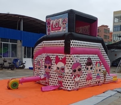 aufblasbare LOL Bounce House Slide Pink Handelsmiete 0.55mm PVCs