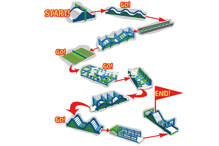 Große lange 5km Hindernisstrecke aufblasbare Hindernisstrecke 5k Rennen Pvc Custom Logo Luftbläser enthalten