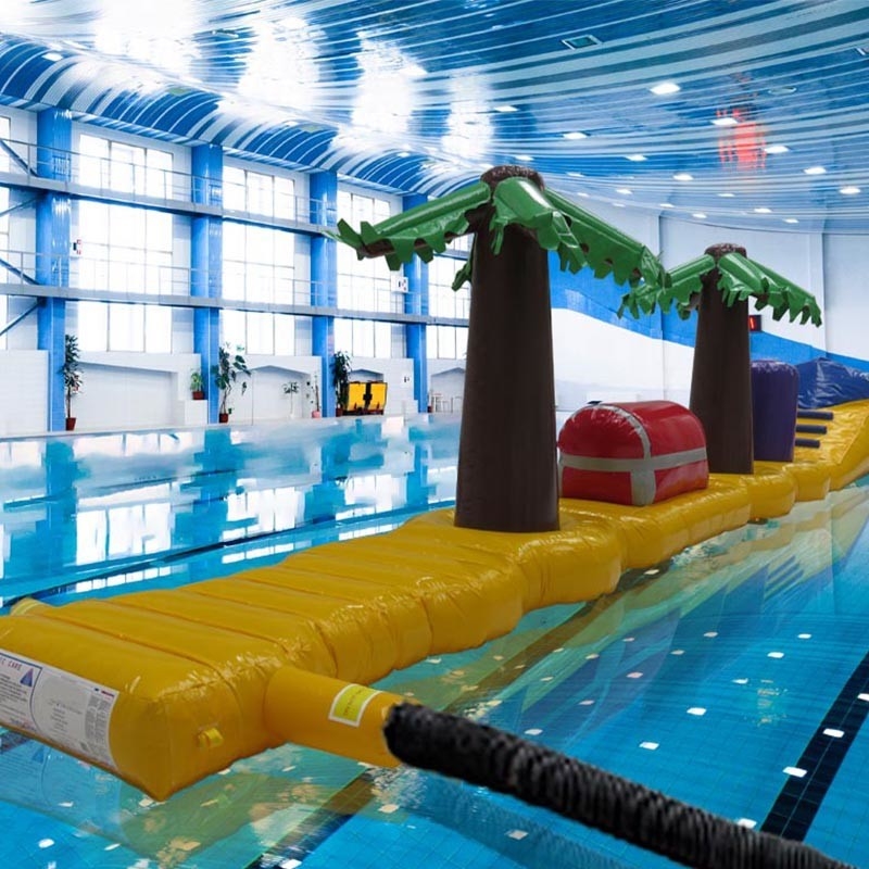 Wasserdichtes Schweißgeschweißtes Hindernis Laufen Wasserspiele 13.8M Piraten Schatzbecken Aufblasbares Tiefwasser Laufen