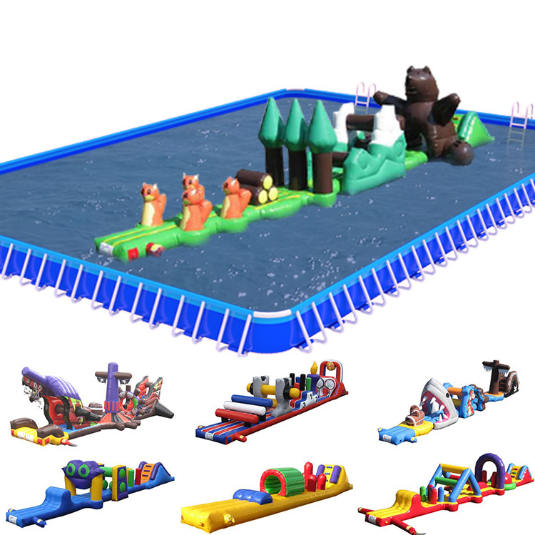 PVC auf dem Wasser aufblasbar Hindernislauf Einbahnstraße Aquatrennen mit Rutsche für Kinder und Erwachsene