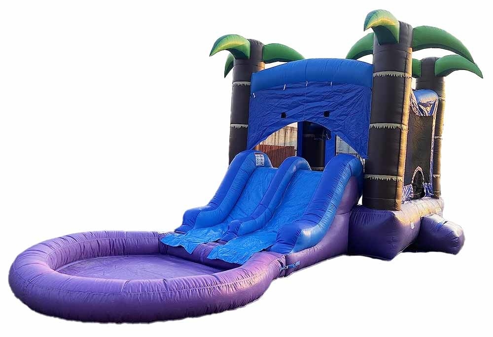 Individuell angepasster Kombo-Springer mit 2 Rutschen und Pool-Nass- oder Trocken-Sprungschloss mit Wasserrutsche