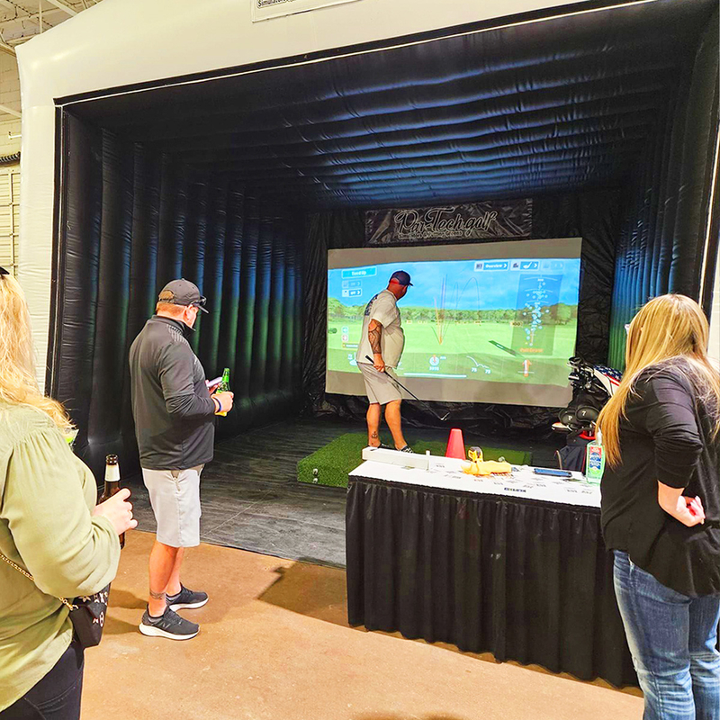 Hochwertiges aufblasbares Golfzelt Außen Innen aufblasbares Golf Sport Simulator Raum aufblasbares Golf Schlagkäfig