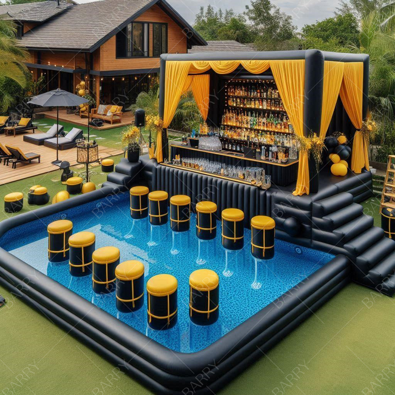 Poolbar aufblasbar schwimmender Poolbar für Hinterhof aufblasbarer Barpool mit Sitzplätzen