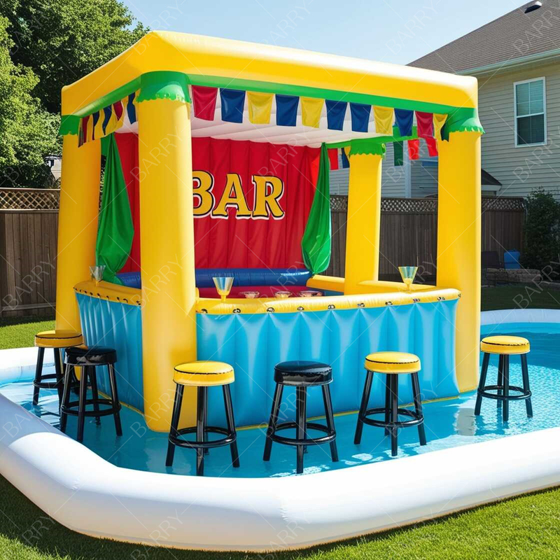 Schwimmende aufblasbare Poolbar mit Sitzplätzen für Erwachsene Wasserpool Pub Aufblasbare Poolbar mit Insel
