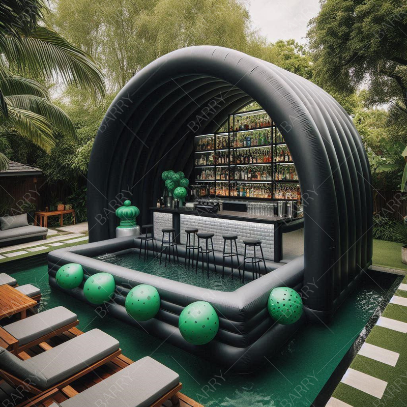 Schwarz und Grün Hinterhof Schwimmbad aufblasbar Wasser Pool Bar mit Sitz Lifesize aufblasbar Pool Bar kommerziell