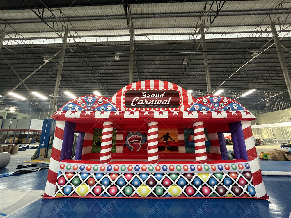 Sport 3 Spiel Karneval Spiel Booth 4 In 1 Combos aufblasbare Grand Carnival Spiel Zelt