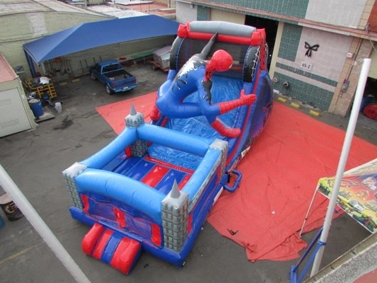 Spiderman-Thema-aufblasbares Schloss-kombiniertes Schlag-Haus-springendes Prahler-Dia für Kinder