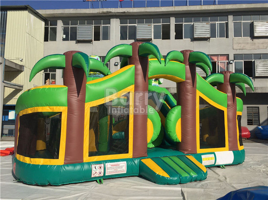 Tropischer kommerzieller aufblasbarer Schloss 0.55mm PVC-Unterhaltungs-Dschungel-themenorientierter aufblasbarer Spielplatz