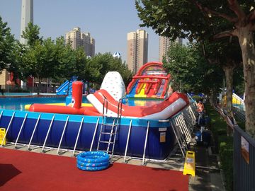 Handelsmetallrahmen-Pool-rotes Wasserrutsche-Pool mit sich hin- und herbewegenden Spielwaren