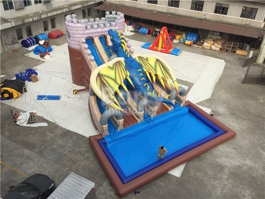 Industrielles PVC-Planen-Material Dragon Inflatable Water Slide-15X11X8M 0.9mm