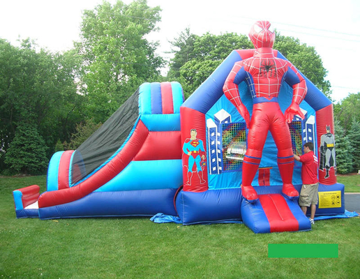 Spiderman-Abenteuer-im Freien aufblasbares kombiniertes Superheld-Schlag-Haus mit Dia