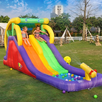 Karikatur 0.55mm PVC aufblasbare Wasserrutsche von 16 Ft mit Pool-Doppelweg für Kinder