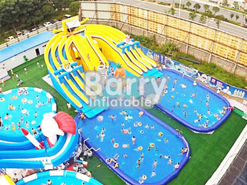 Spongebob-Karikatur-aufblasbarer Wasser-Park-große Kapazität mit Dia dem 2 Pool-/3 Weg
