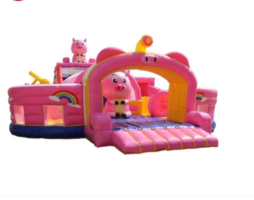 Tierthema-aufblasbares Hüpfhaus-Geburtstagsfeier-Schwein-Kindersprung-Türsteher