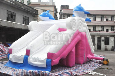 0.55mm PVC-Planen-materielles Delphin-Rosa-aufblasbares Dia für Swimmingpool
