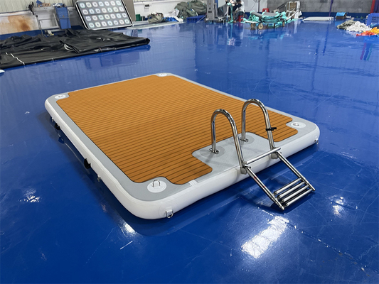 Drop Stitch PVC EVA aufblasbares schwimmendes Dock mit Stahltreppe für See Fluss Ozean und Meer