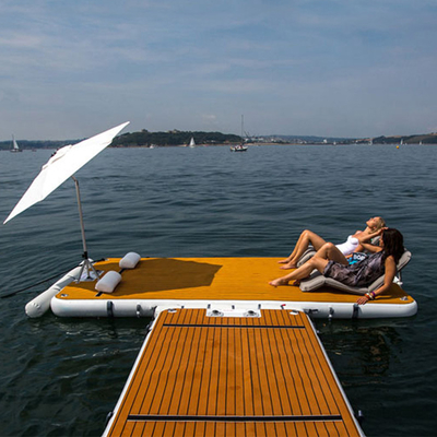 Wasser-Mat Drop Stitch Teak Wood-Korn-Schwimmdock SCTs aufblasbares