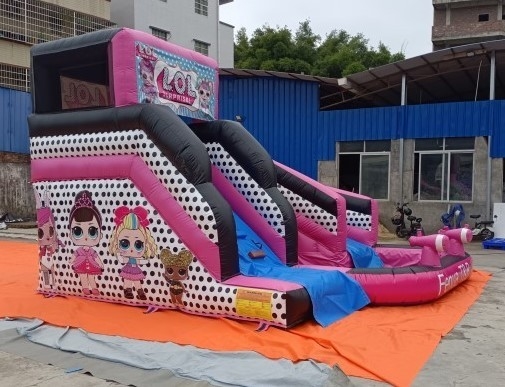 aufblasbare LOL Bounce House Slide Pink Handelsmiete 0.55mm PVCs