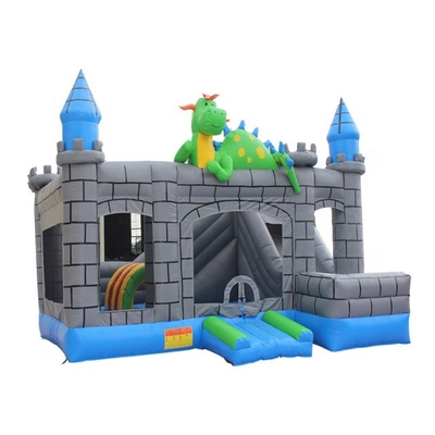 0.55mm PVC Dragon Cartoon Inflatable Jump House blauer Gray Green Color