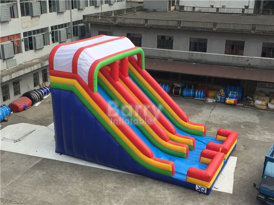 PVC-Planen-Regenbogen-doppelter Weg-aufblasbare Wasserrutsche für Kinderspielplatz